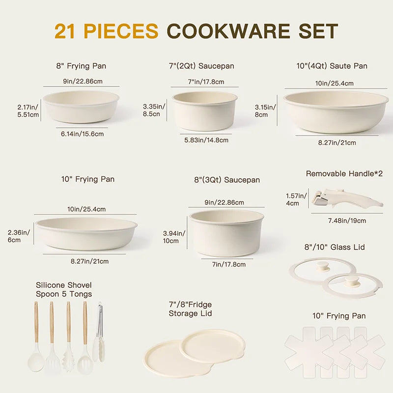 21 Piece Non-Stick, Ceramic Cookware Set