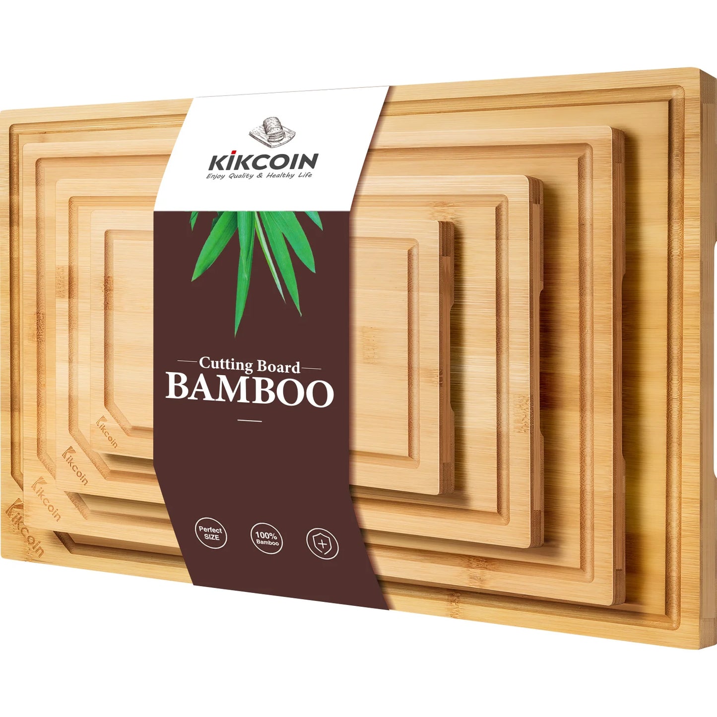 4-piece extra large kitchen bamboo cutting board set