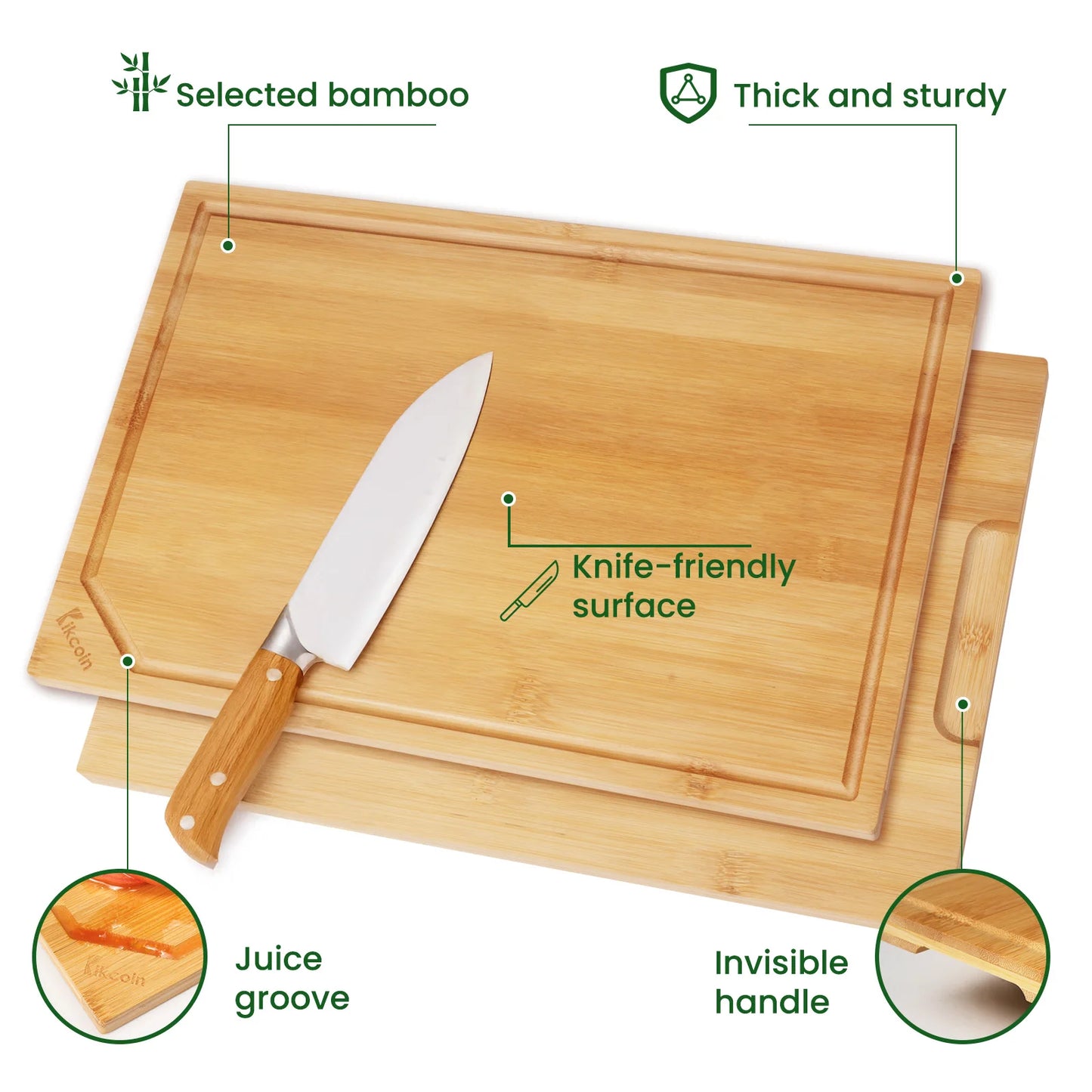 4-piece extra large kitchen bamboo cutting board set