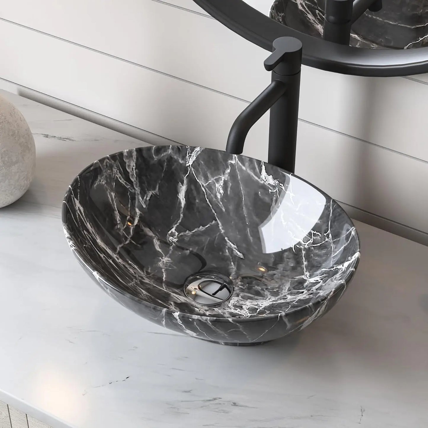 16" x 13" Oval White Ceramic Sink