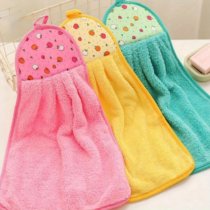 4pcs Coral Velvet Bathroom Hanging Soft Hand Towel