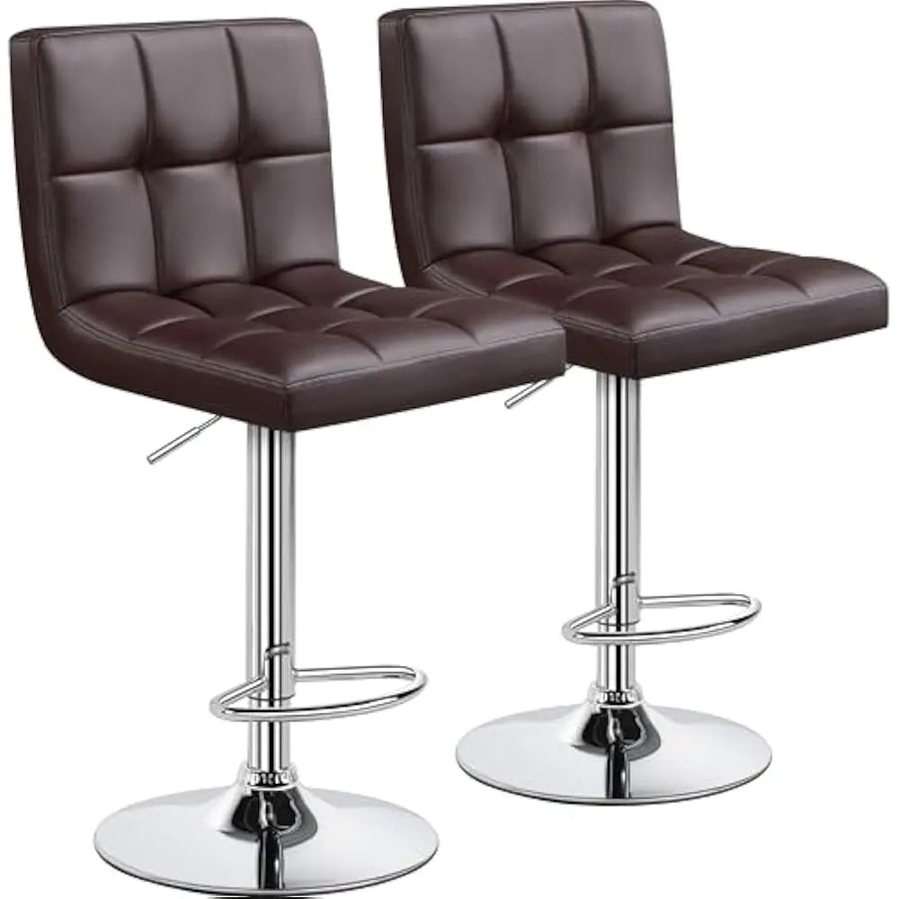 Set of 2 Adjustable PU Leather Swivel Barstools