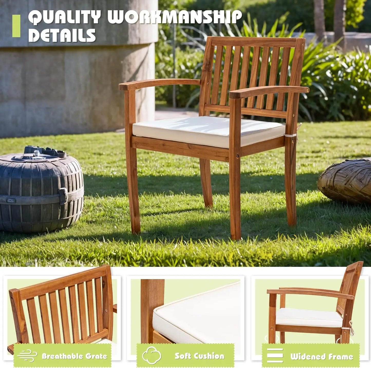 5 Piece Outdoor Acacia Wood Dining Set