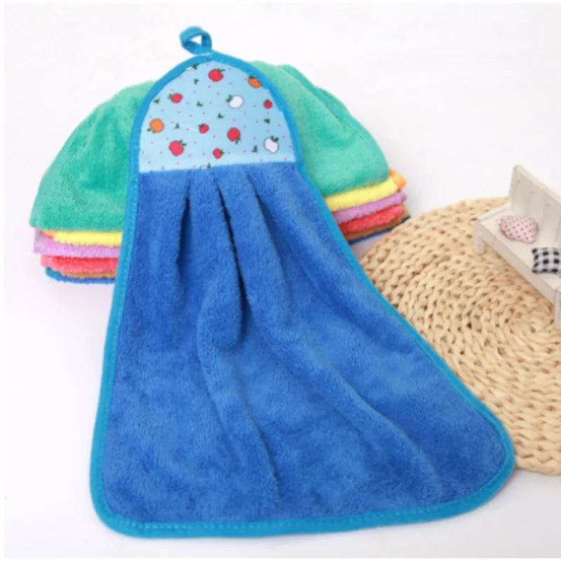 4pcs Coral Velvet Bathroom Hanging Soft Hand Towel