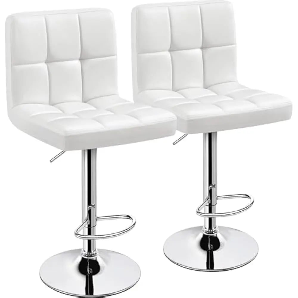 Set of 2 Adjustable PU Leather Swivel Barstools