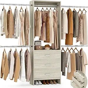 Closet Organizer with 3 Wooden Drawers