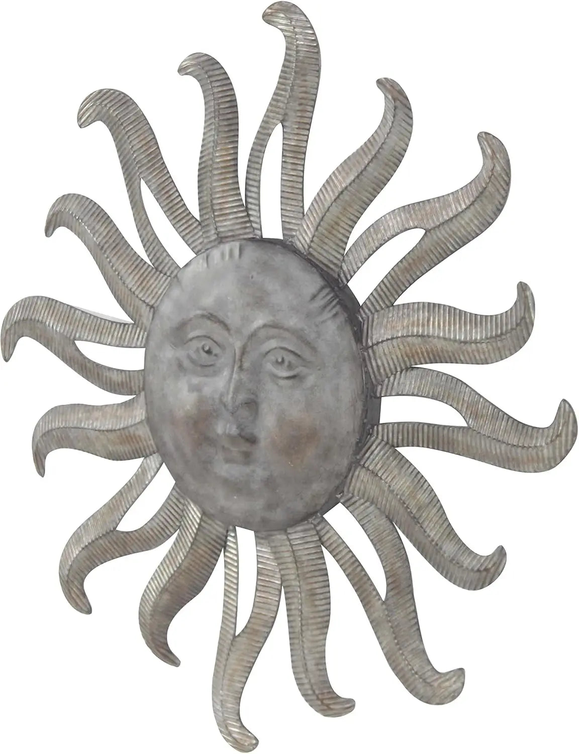 Metal Sun Home Wall Decor Indoor Outdoor Wall Sculpture, Wall Art 36" x 4" x 36", Gray