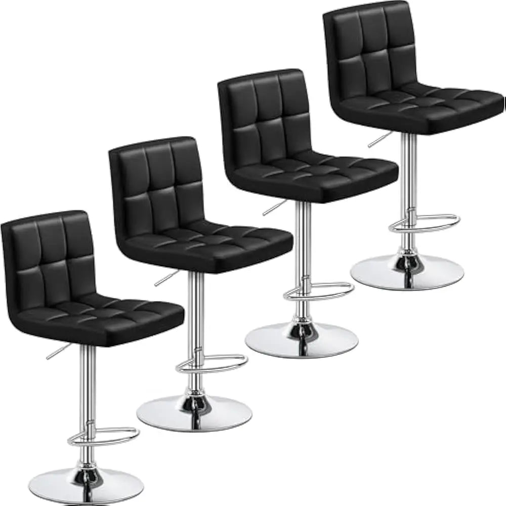 Set of 2 Adjustable PU Leather Swivel Barstools