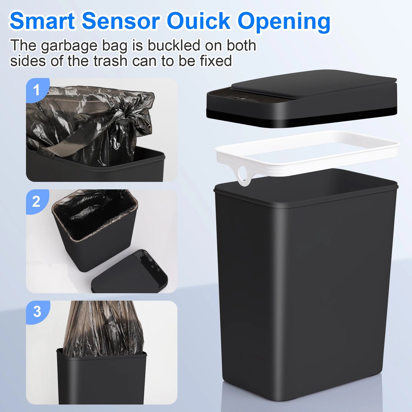 2 Pack 12L & 18L Touchless Motion Sensor Trash Can