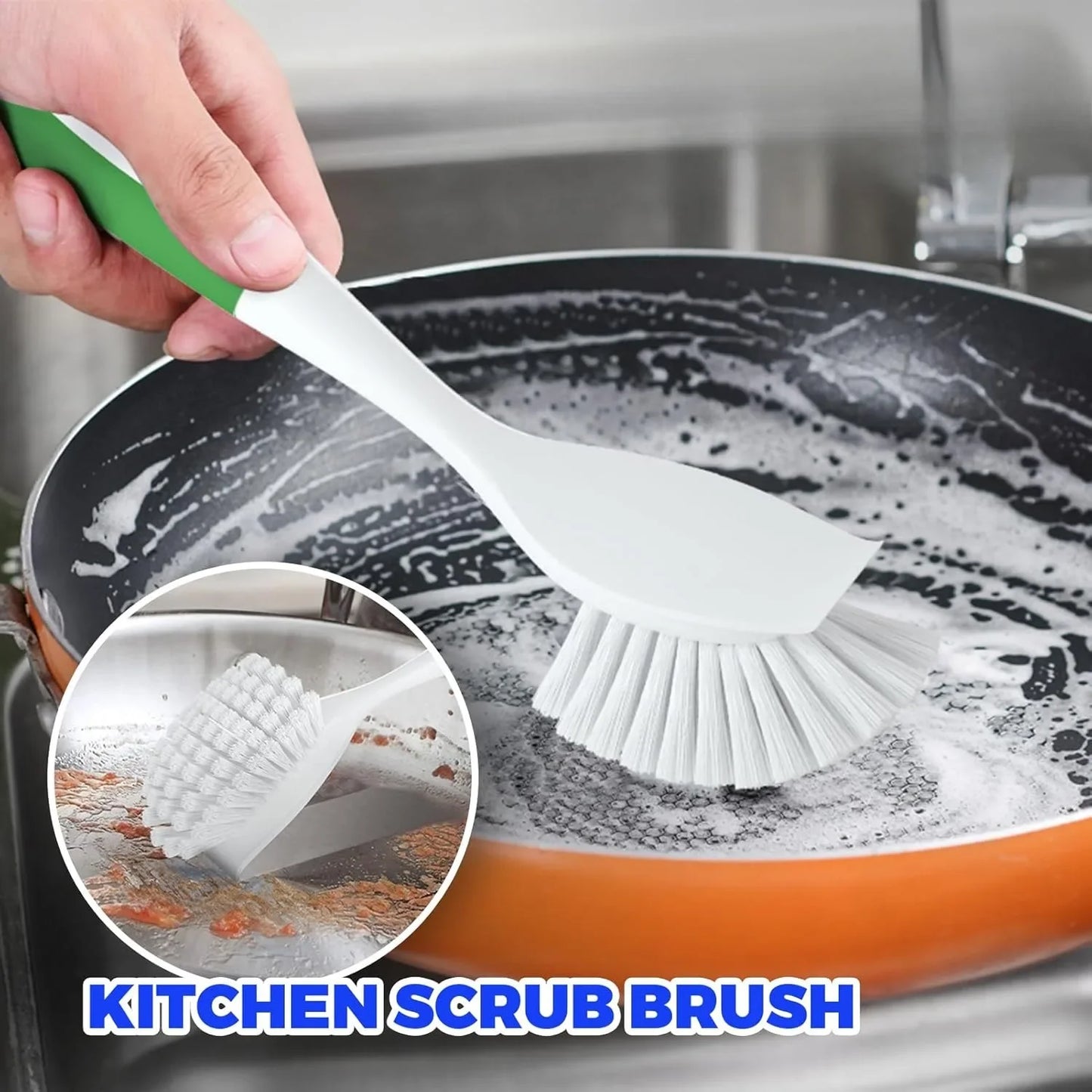 5 Pack Kitchen Cleaning Brush, Green