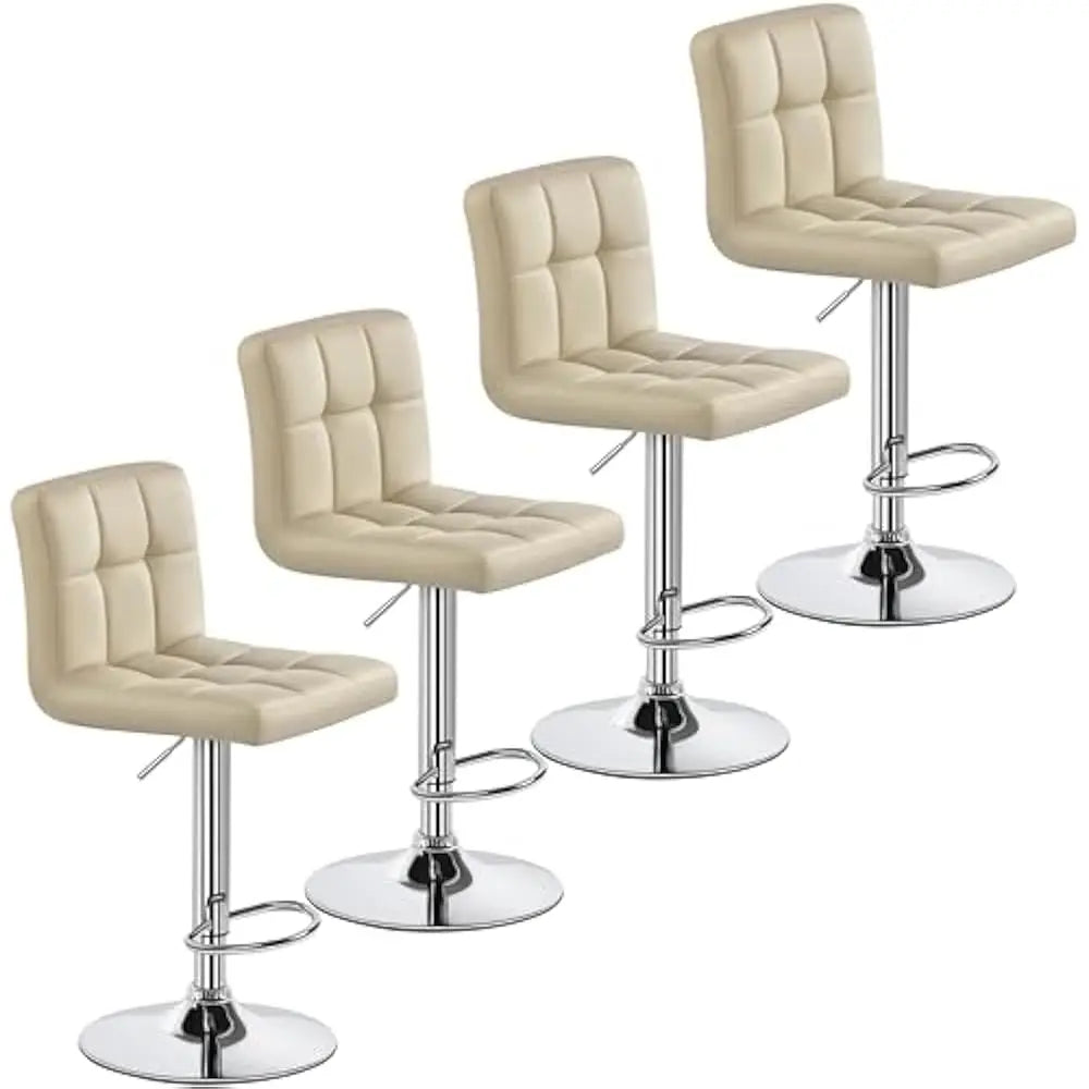 Set of 2 Adjustable PU Leather Swivel Barstools