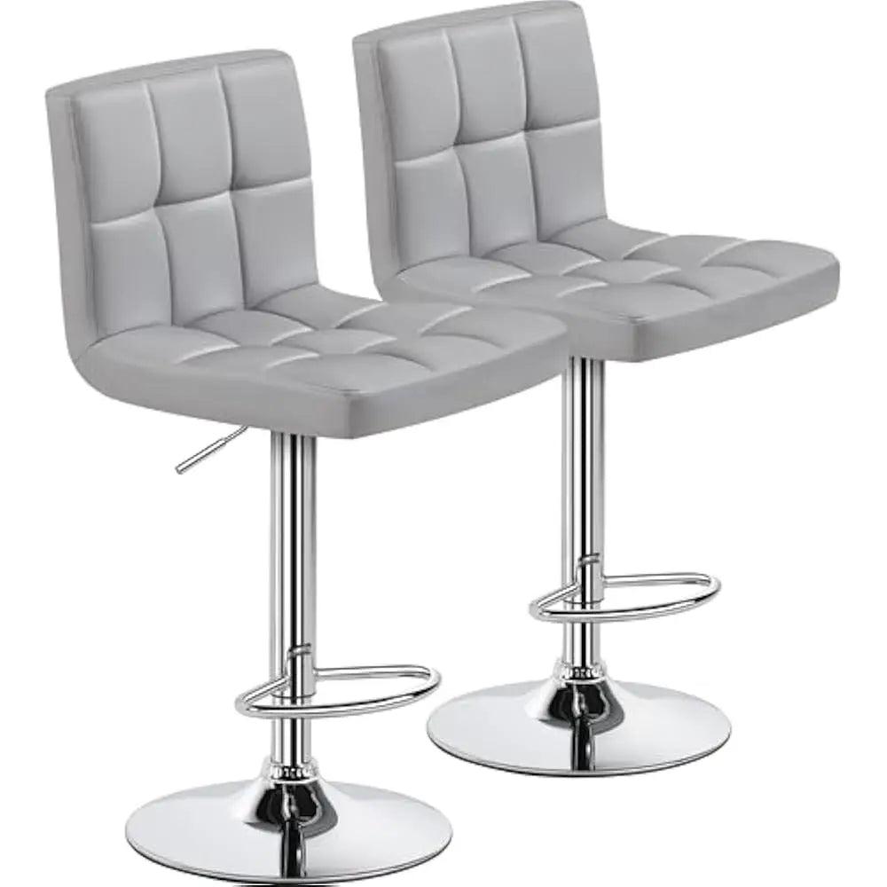 Set of 2 Adjustable PU Leather Swivel Barstools