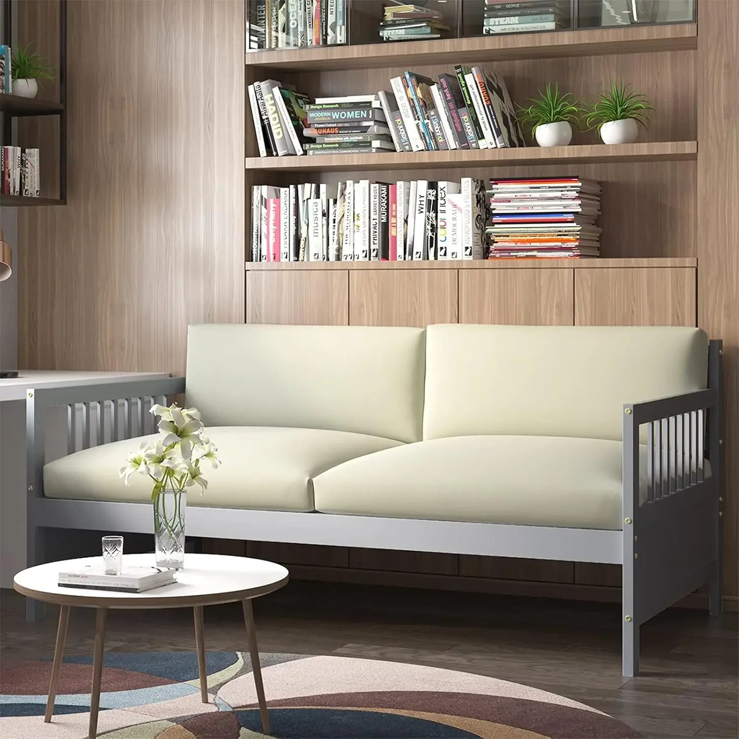 Dual-use Twin Size Platform Bed with Wood Slat Support