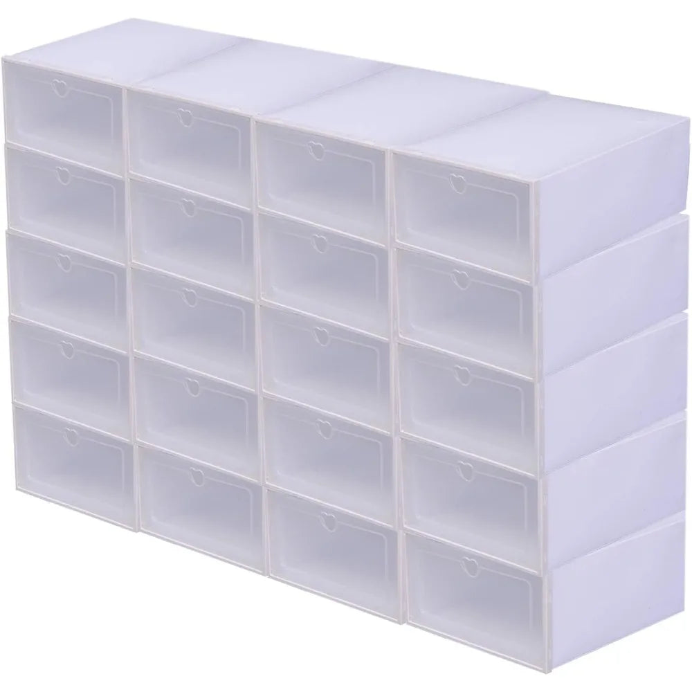 20 Pack Shoe Box Stackable Shoe Organizer