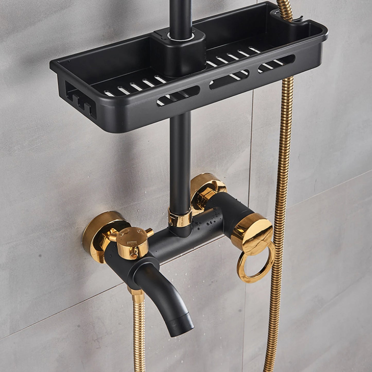 Full Shower Set Bathroom Black Bathtub Wall Mount