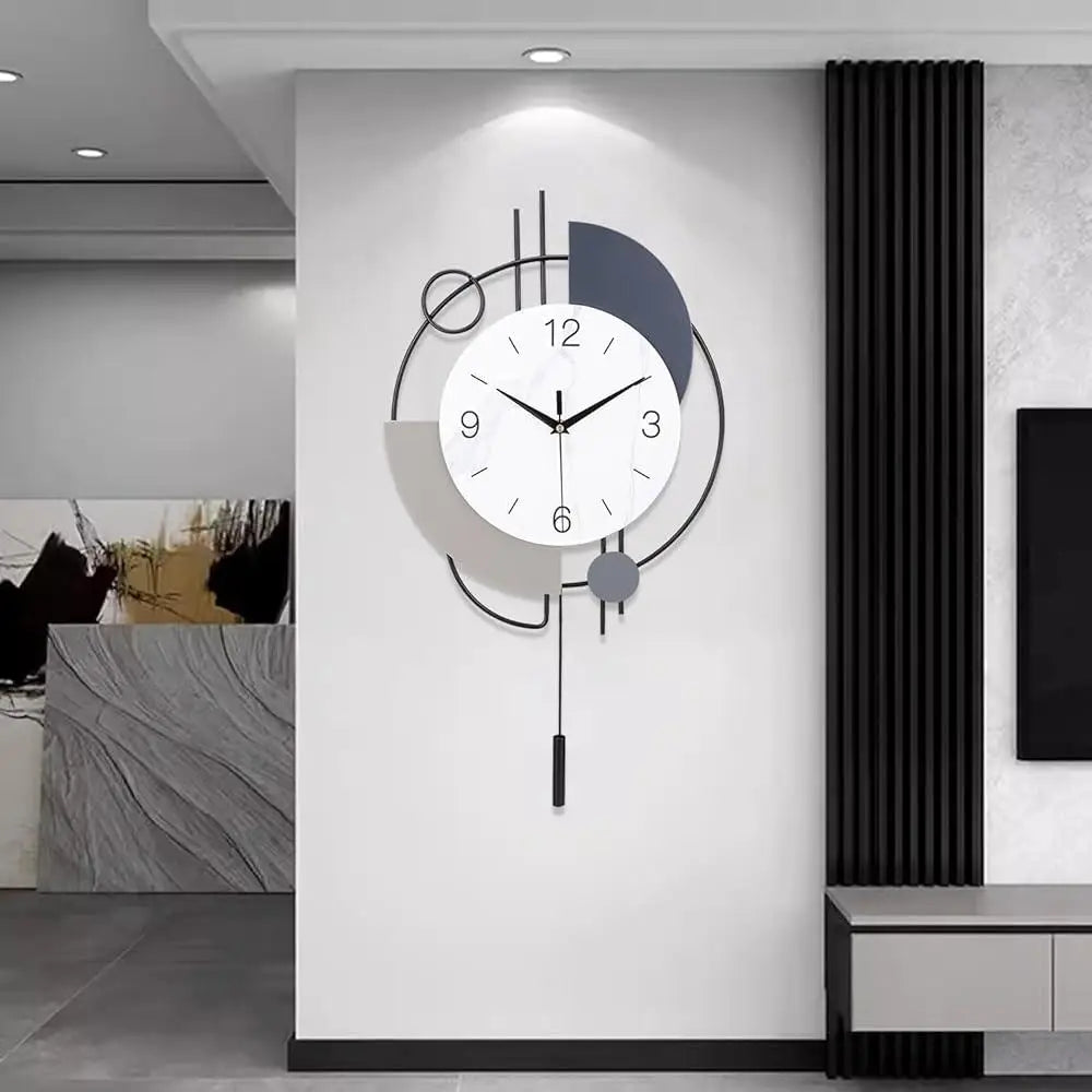 Decorative Quartz Wall Clock with Pendulum Battery Operated
