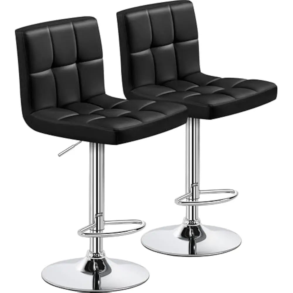 Set of 2 Adjustable PU Leather Swivel Barstools