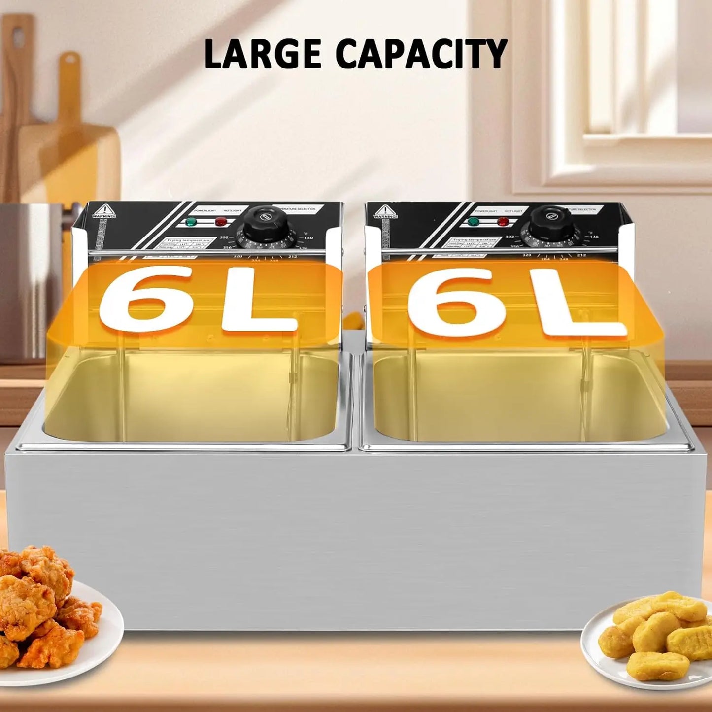 Commercial Deep Fryer with Basket, 12.7QT/12L, Stainless Steel