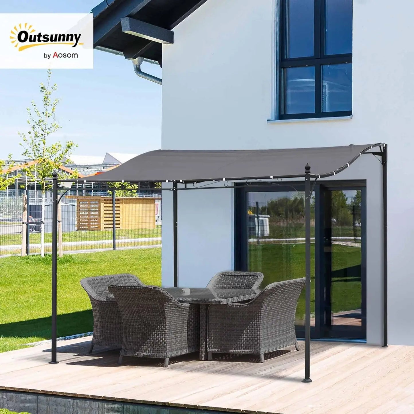 10' x 10' Steel Outdoor Patio Canopy with Weather-Resistant Fabric