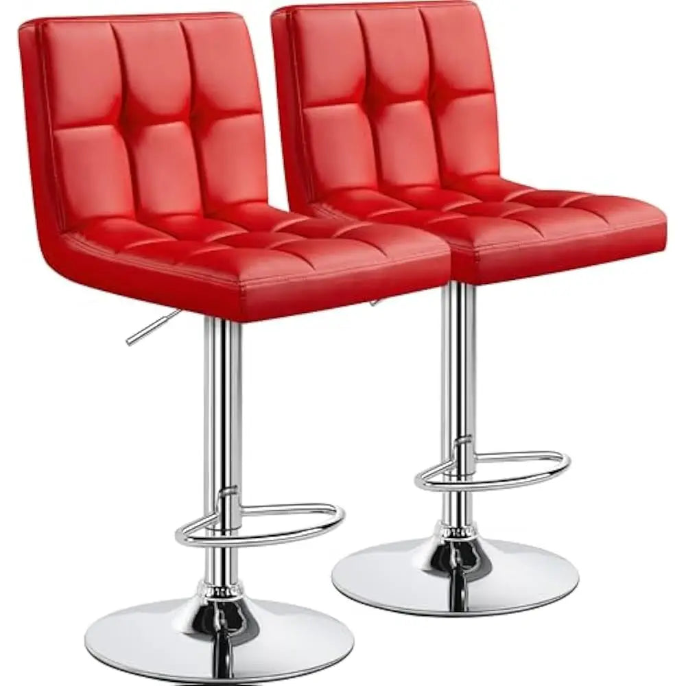 Set of 2 Adjustable PU Leather Swivel Barstools