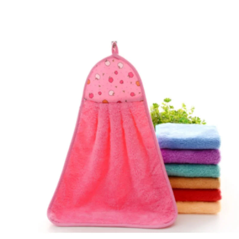 4pcs Coral Velvet Bathroom Hanging Soft Hand Towel