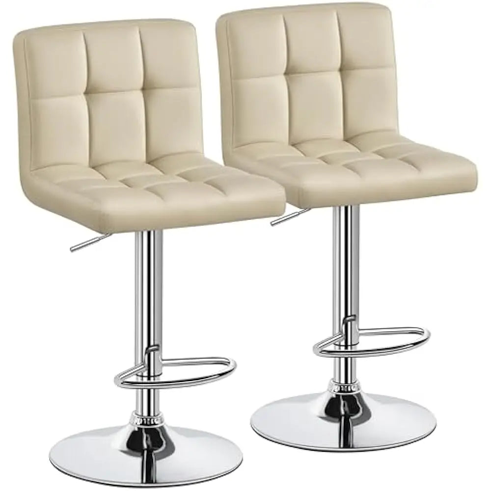 Set of 2 Adjustable PU Leather Swivel Barstools