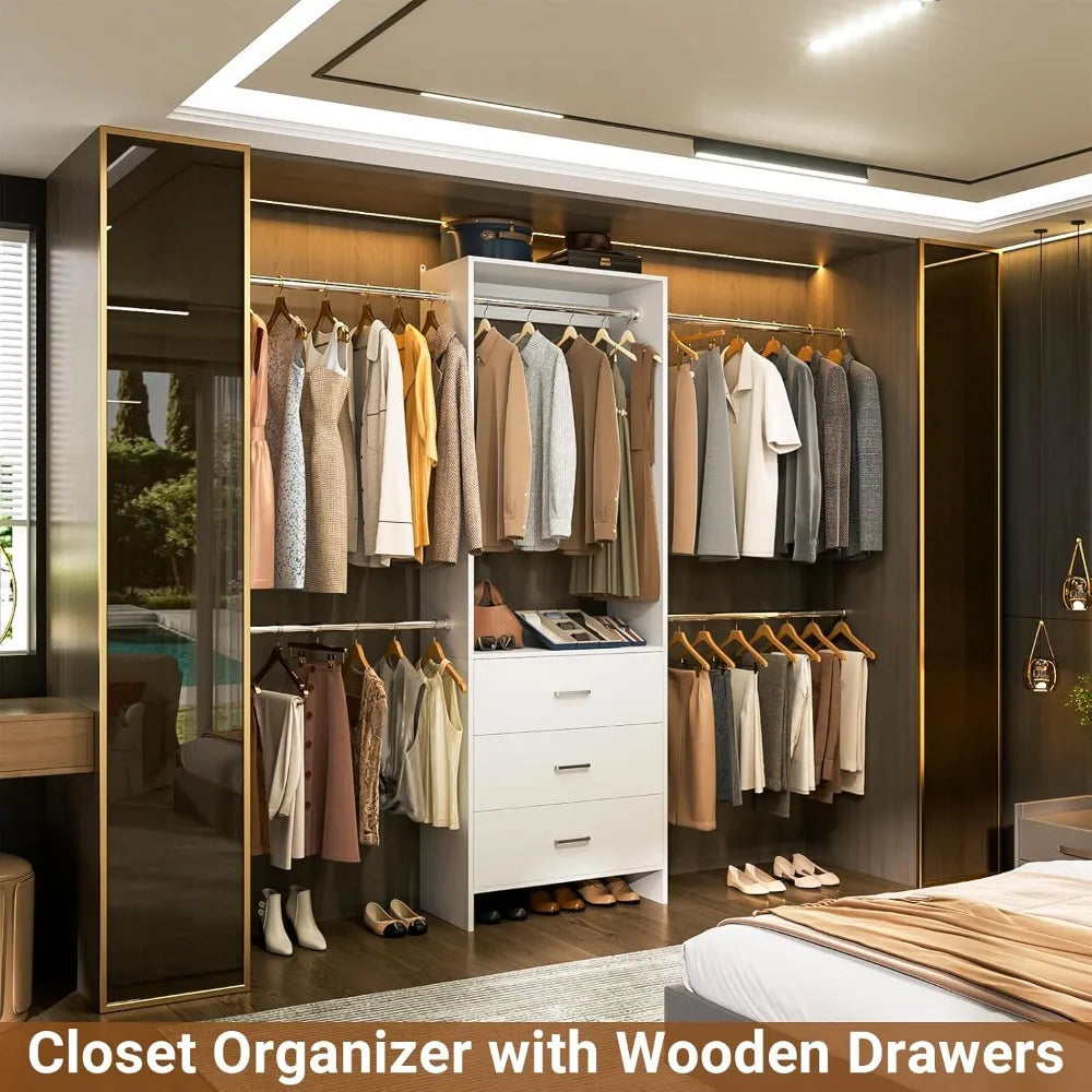 Closet Organizer with 3 Wooden Drawers