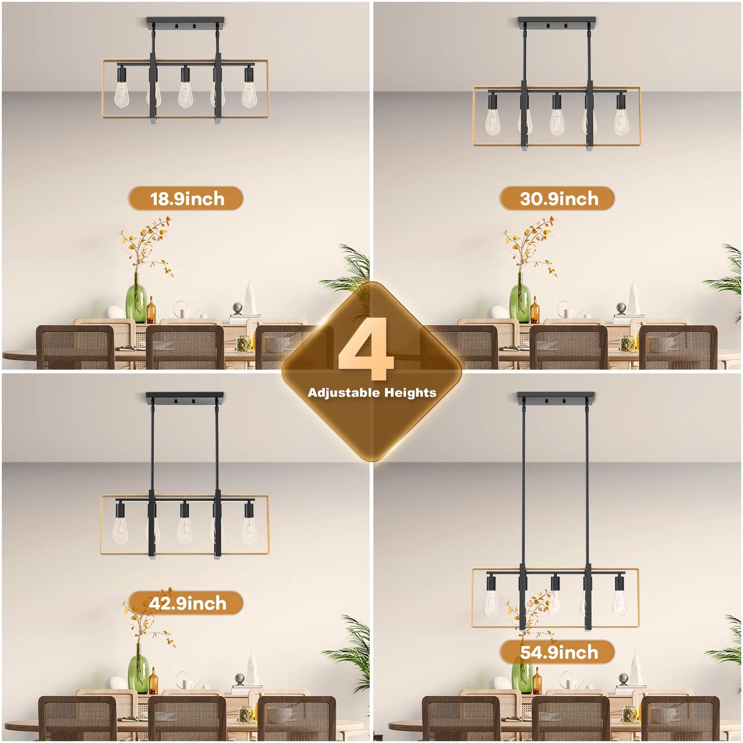 5 Light Celling Farmhouse Light Fixture