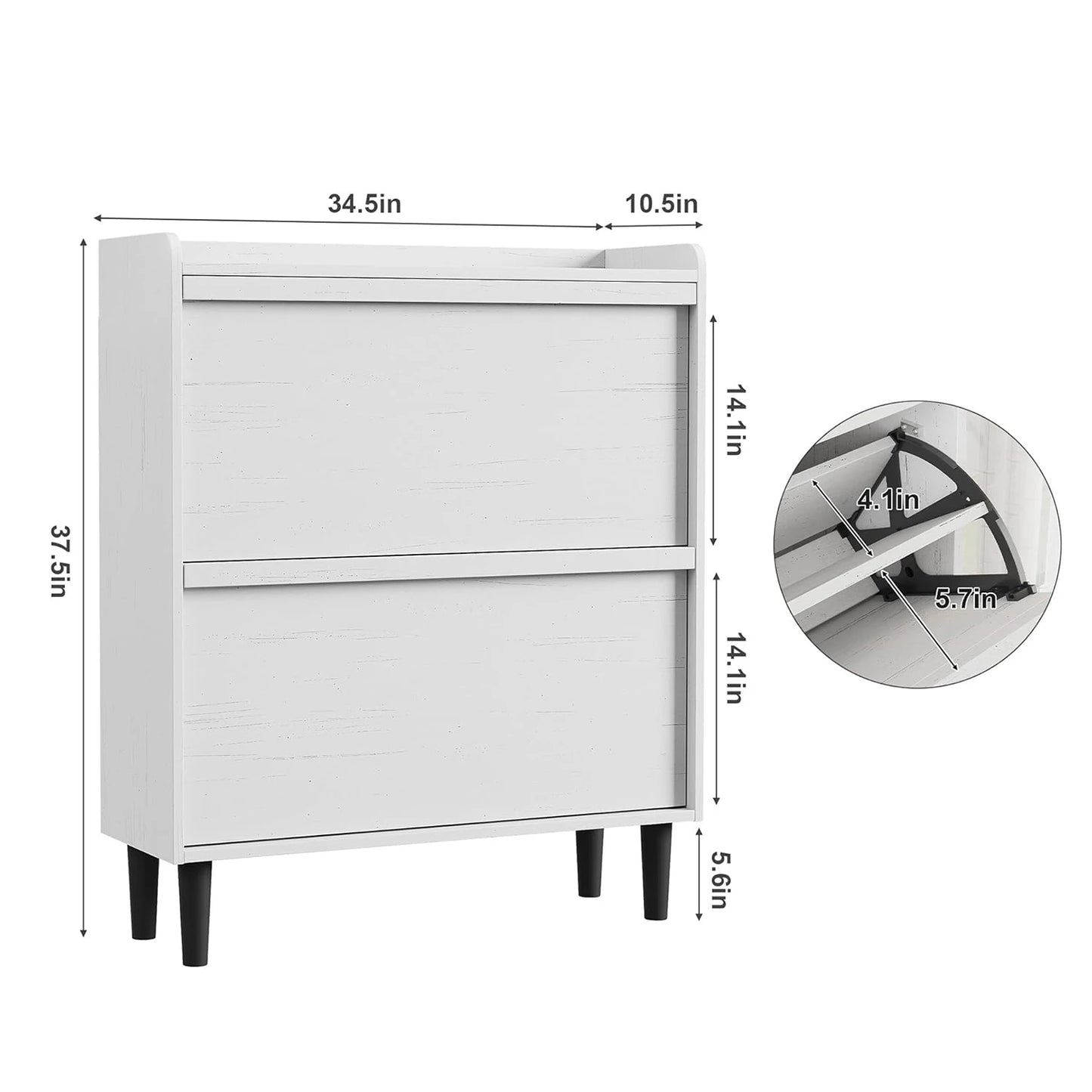 Shoe Storage Cabinet with 2 Flip Drawers with Adjustable Shelf