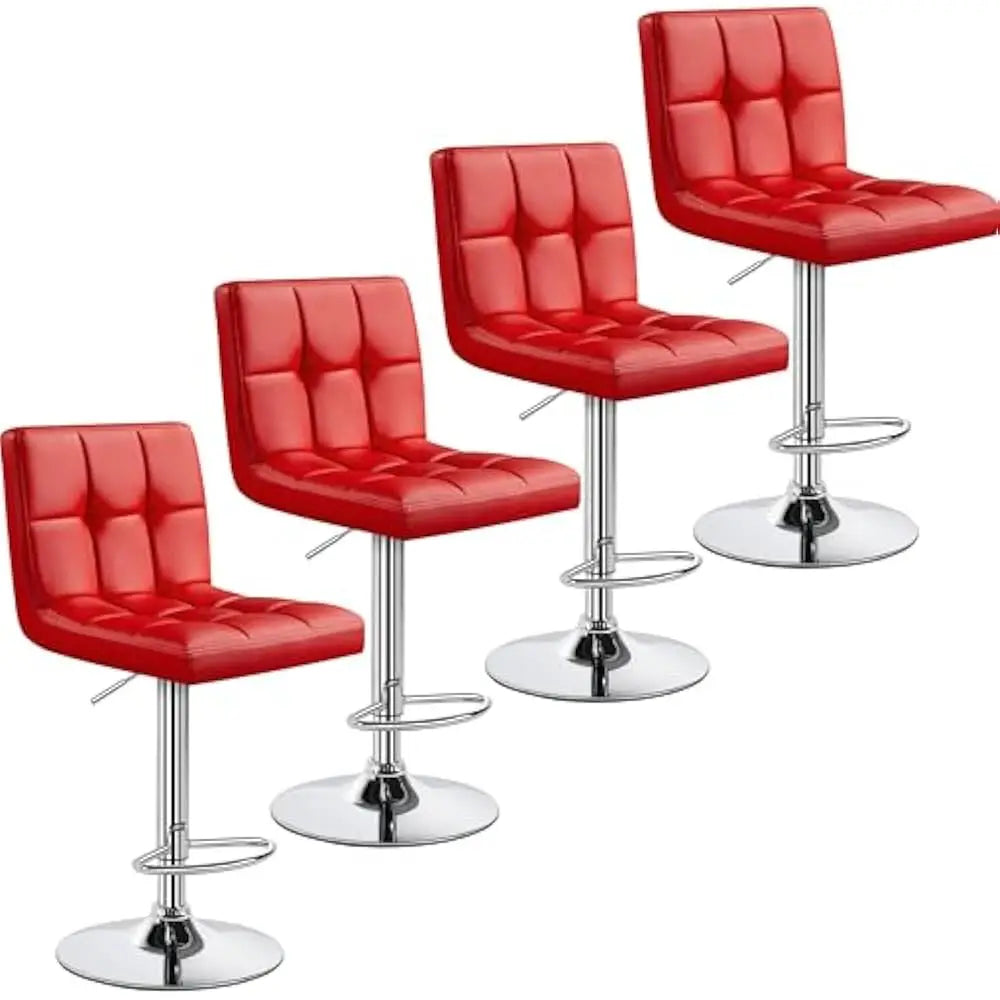 Set of 2 Adjustable PU Leather Swivel Barstools