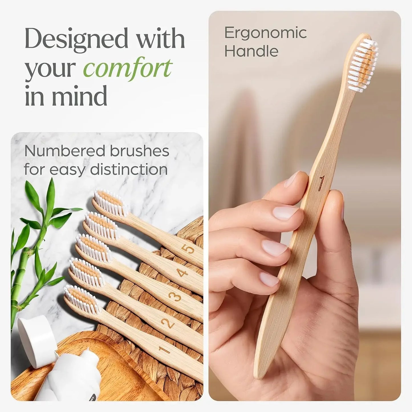 Biodegradable bamboo toothbrush 10 packs