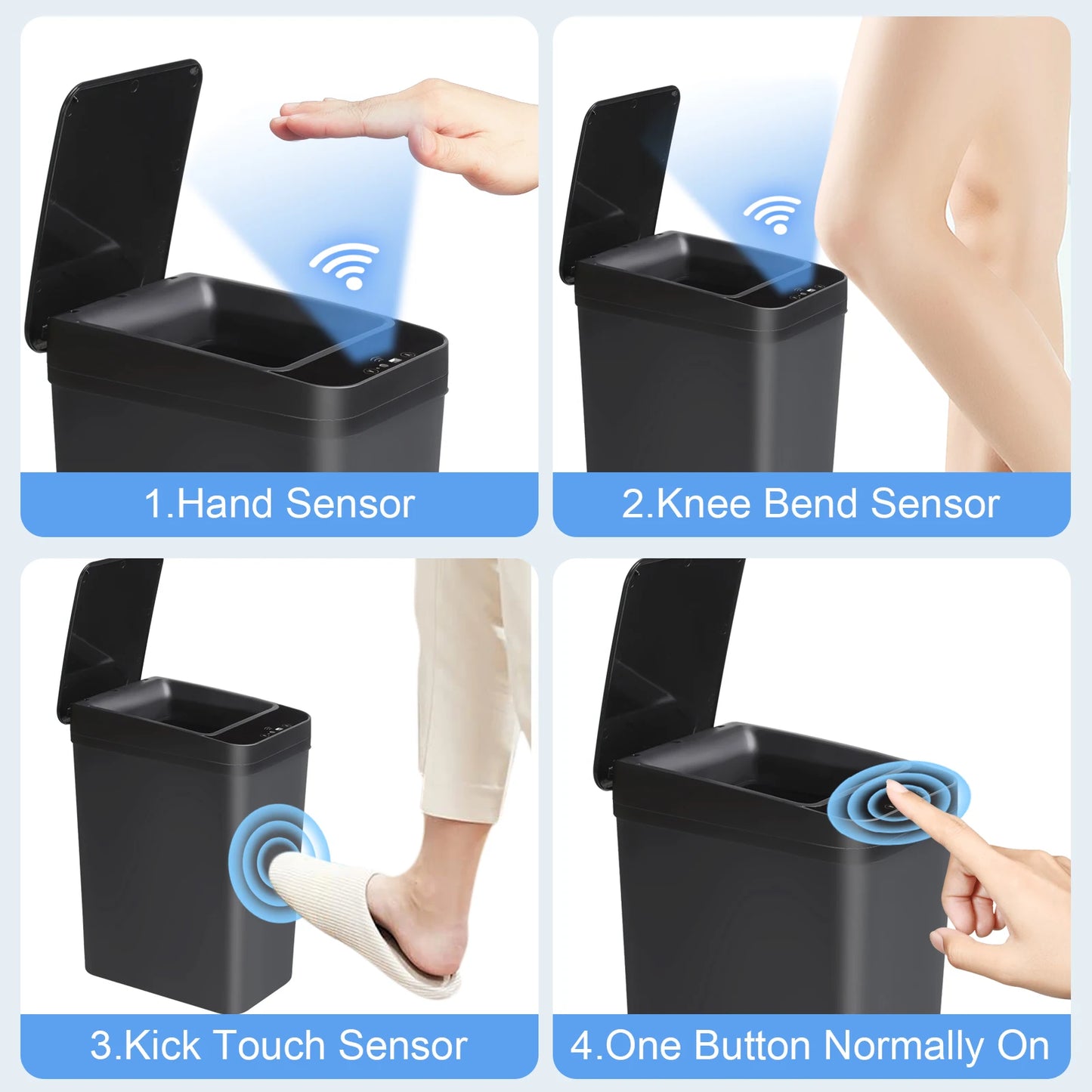 2 Pack 12L & 18L Touchless Motion Sensor Trash Can
