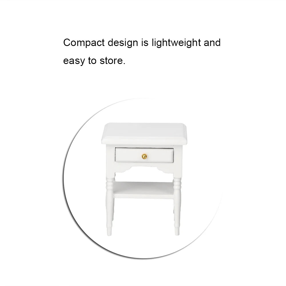 White Wood Bedside Table