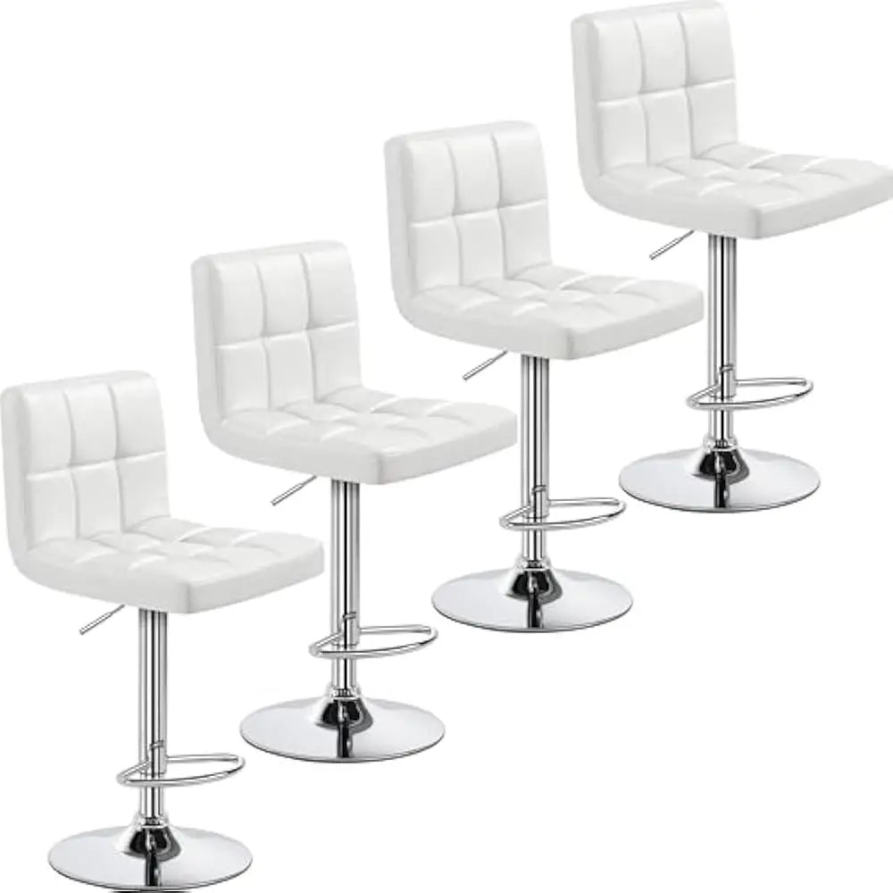 Set of 2 Adjustable PU Leather Swivel Barstools