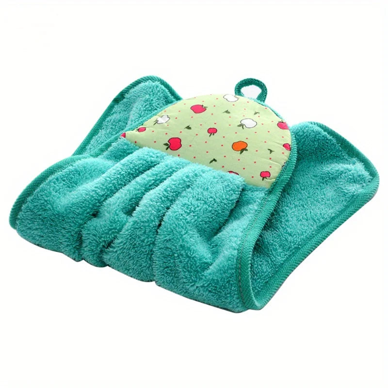 4pcs Coral Velvet Bathroom Hanging Soft Hand Towel