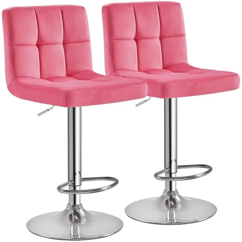 Set of 2 Adjustable PU Leather Swivel Barstools