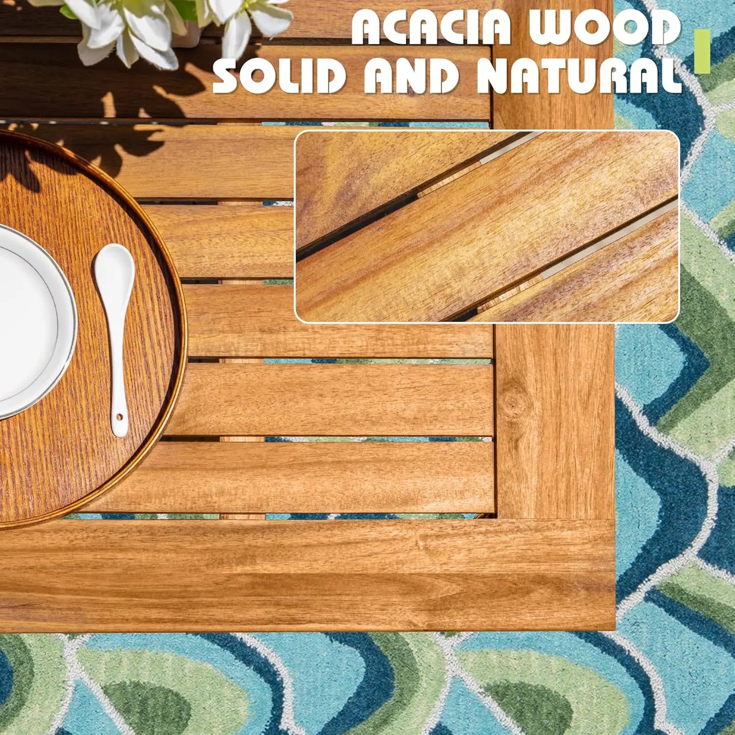 5 Piece Outdoor Acacia Wood Dining Set