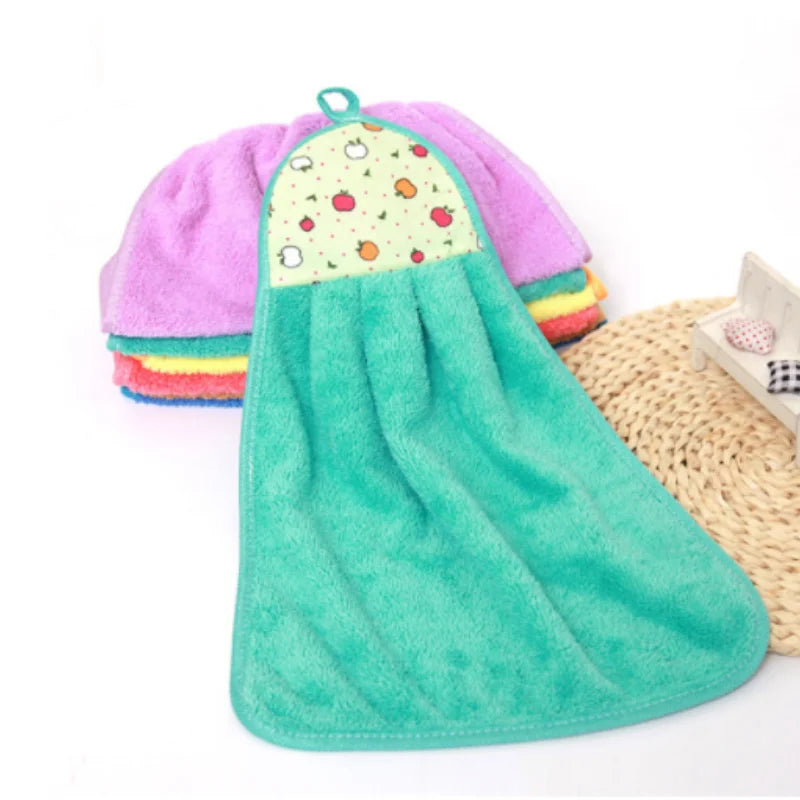 4pcs Coral Velvet Bathroom Hanging Soft Hand Towel