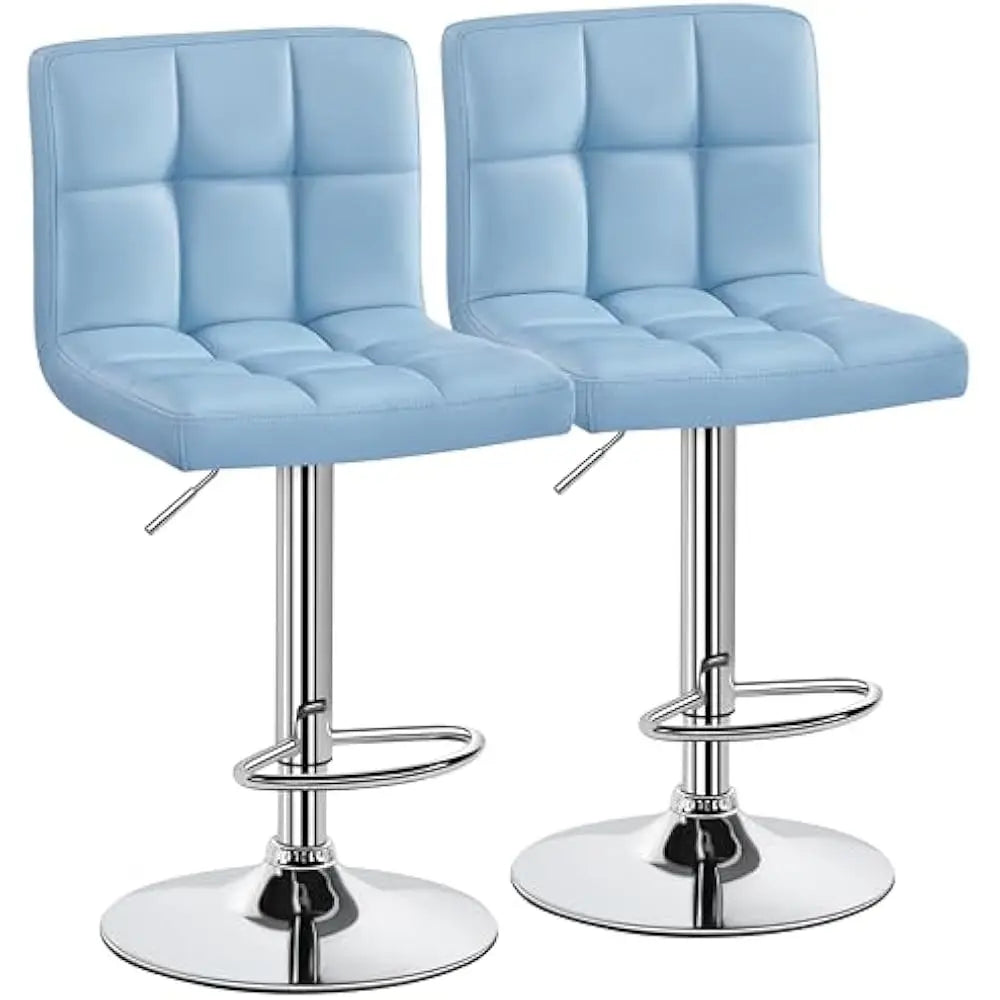 Set of 2 Adjustable PU Leather Swivel Barstools