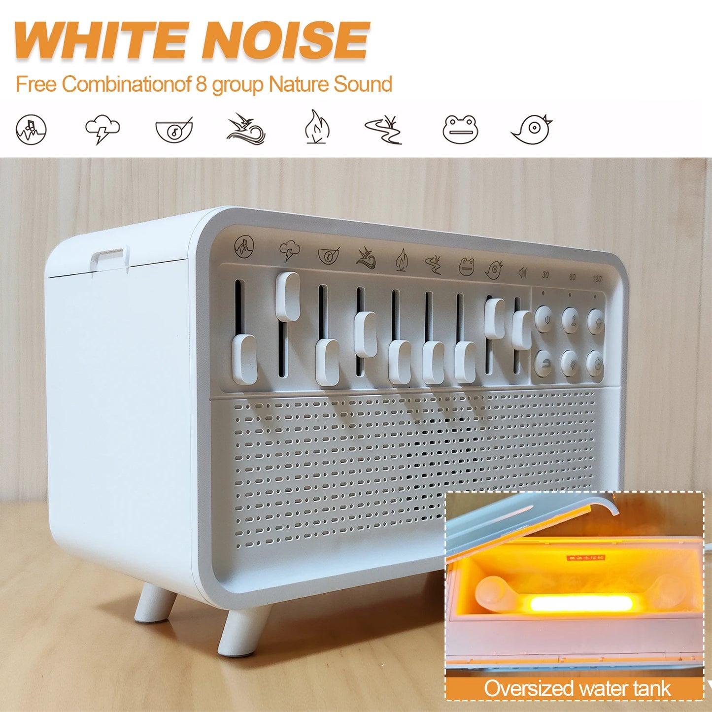 LED Sleep Sound Machine with 8 Nature Sounds Portable