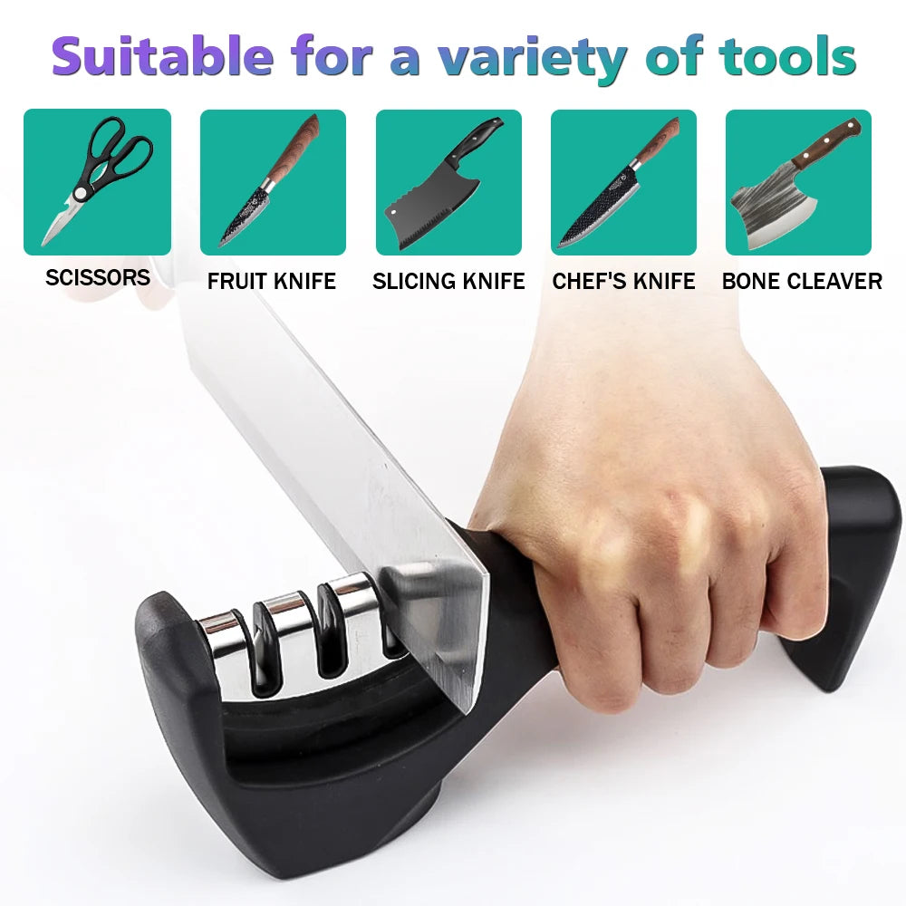 Knife Sharpener Handheld Multi-function With Non-slip Base