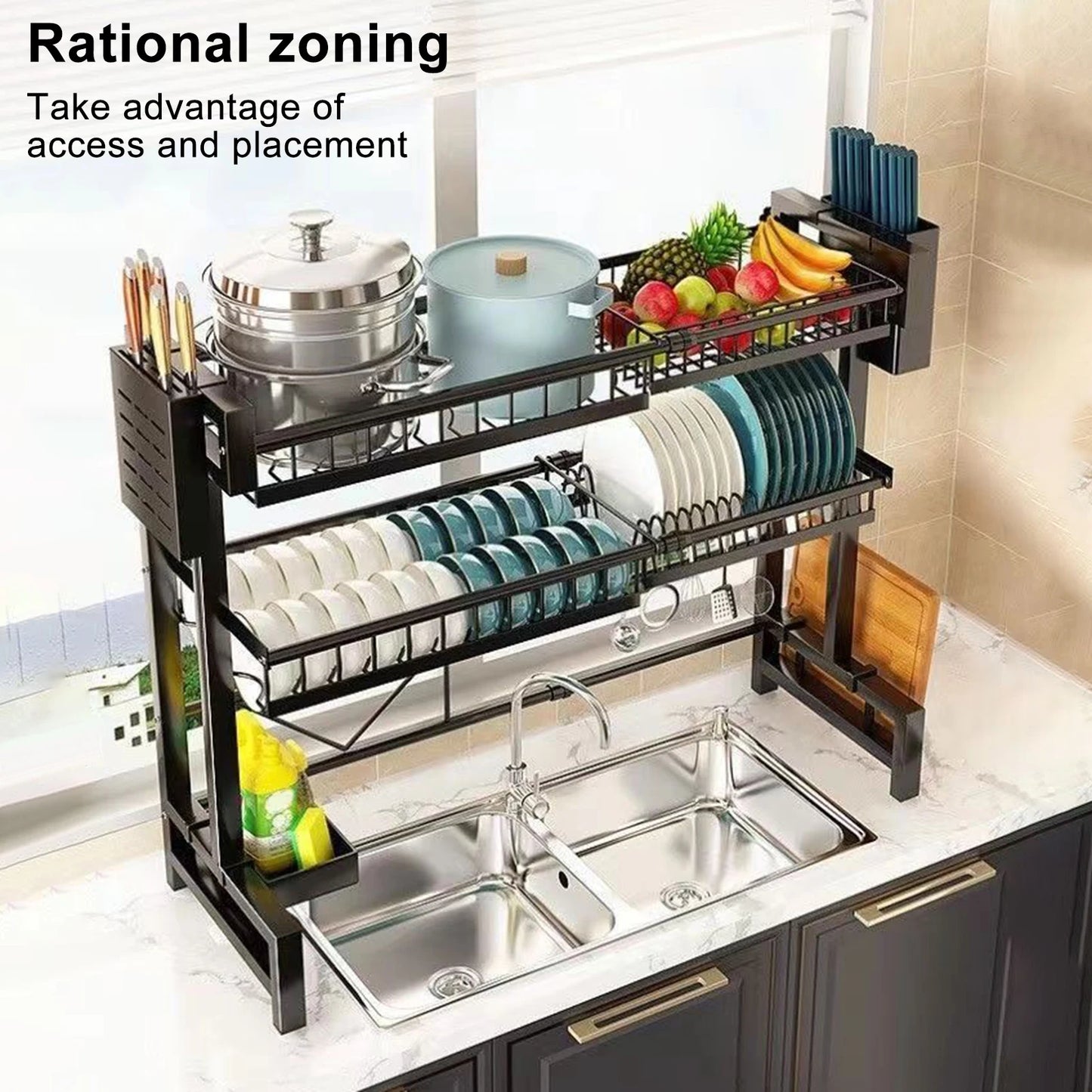 2 Tier Above Sink Adjustable Draining Rack