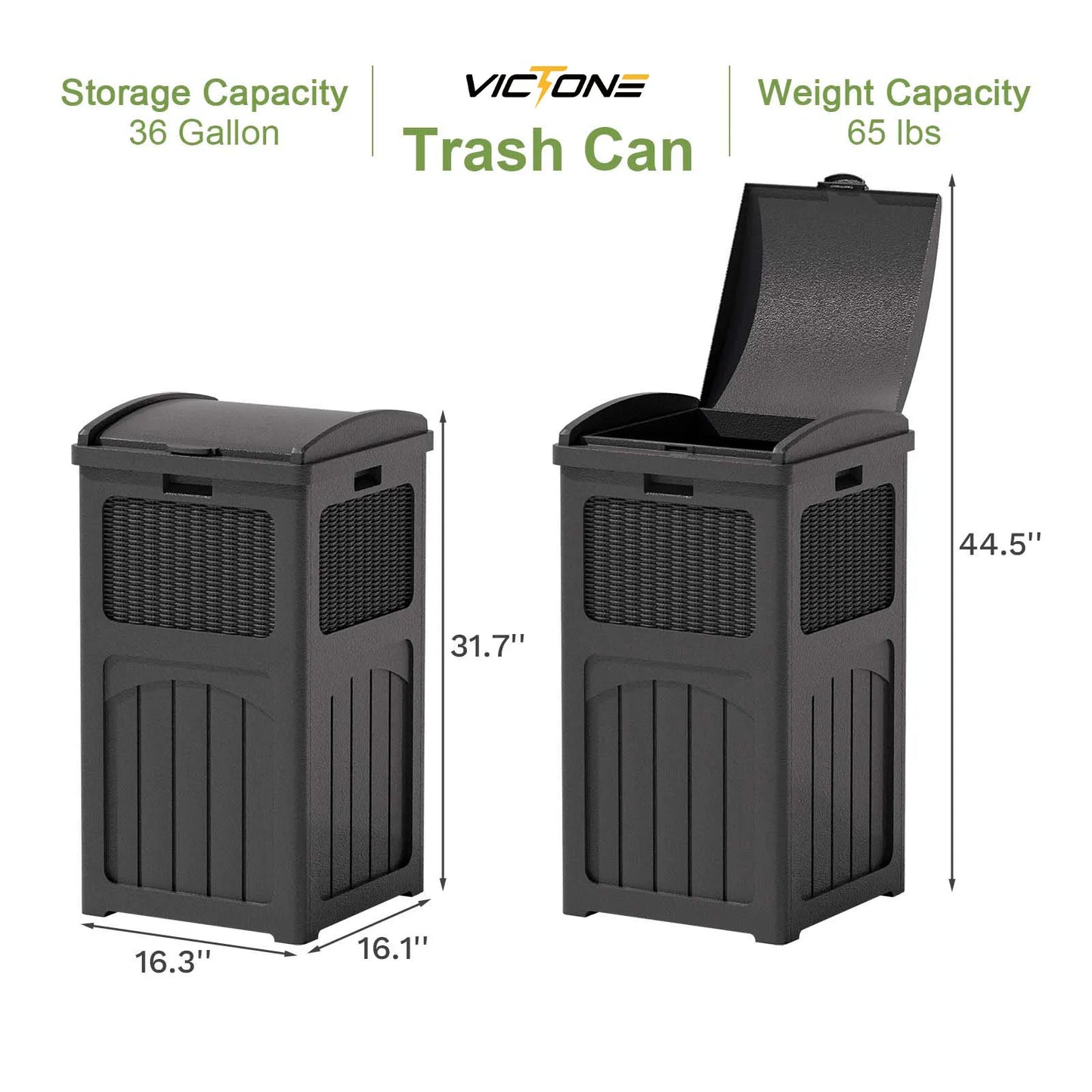 36 Gallon Hideaway Resin Outdoor Trash Can