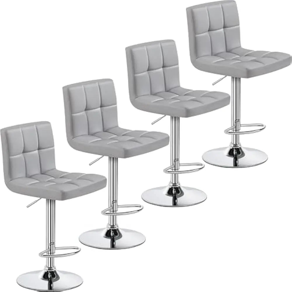 Set of 2 Adjustable PU Leather Swivel Barstools