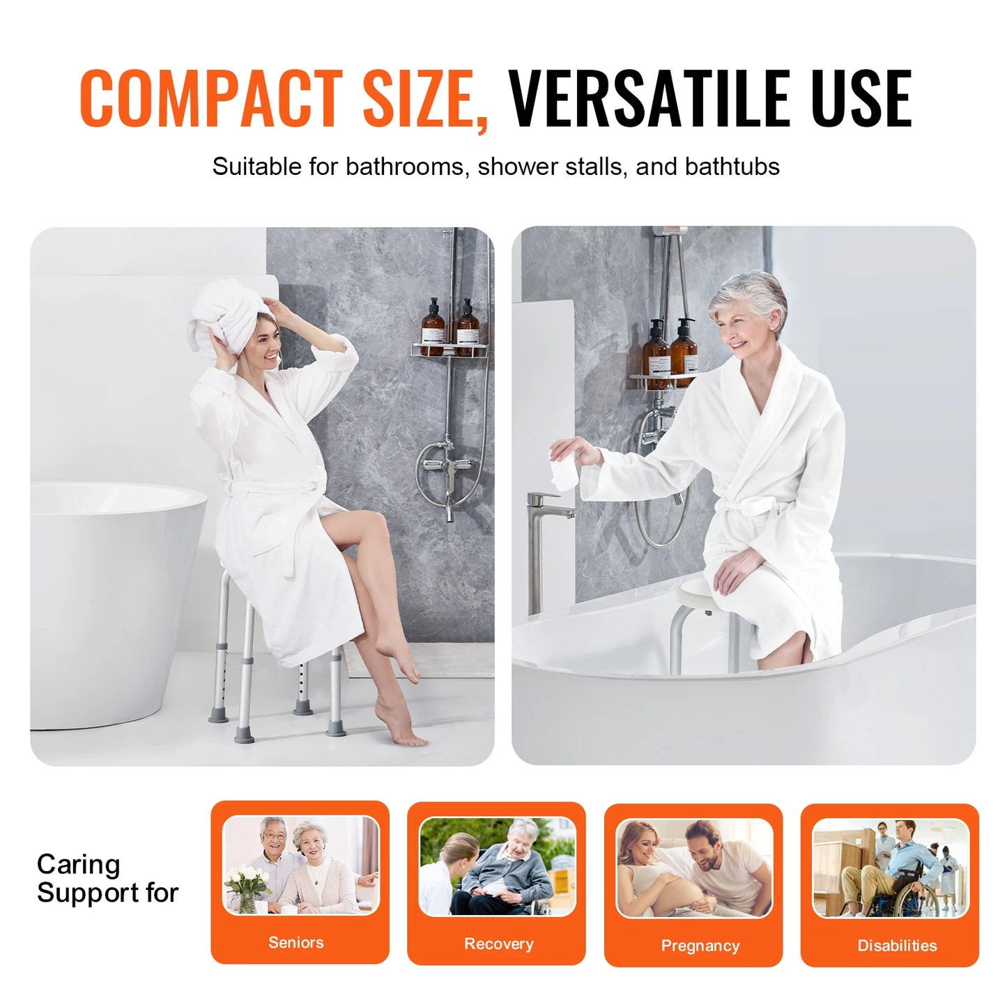 Adjustable Height Non-Slip Shower Stool