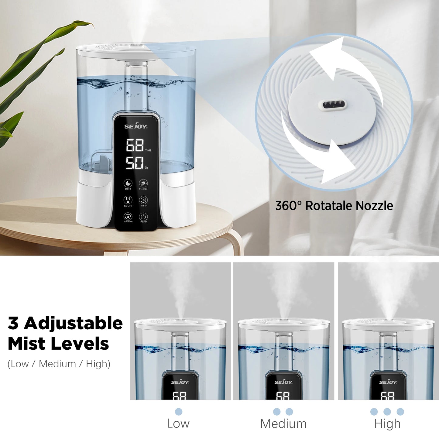 6L Humidifier LED, Digital Display