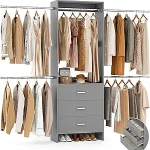 Closet Organizer with 3 Wooden Drawers