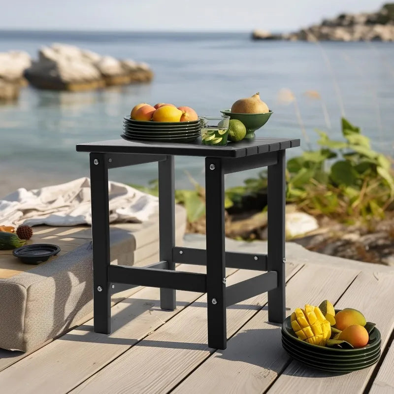 2-Tier Adirondack Square Side Table, 17" Outdoor Weather Resistant