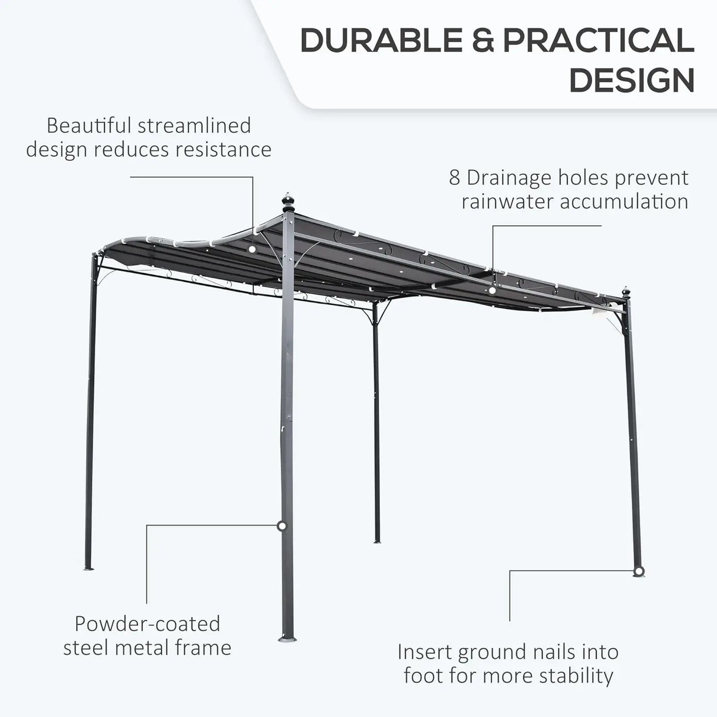 10' x 10' Steel Outdoor Patio Canopy with Weather-Resistant Fabric
