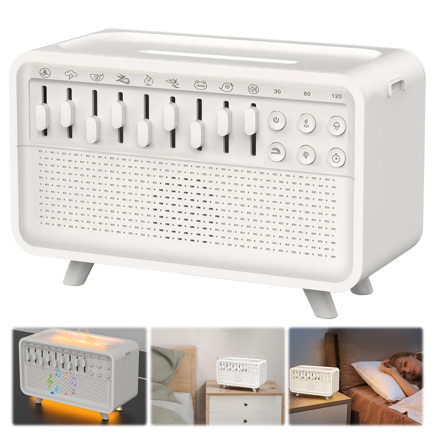 LED Sleep Sound Machine with 8 Nature Sounds Portable